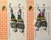 Silver-Toned Square Beaded Earrings