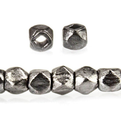 Black Gold Plated 4mm Beads, Brushed Faceted Nugget Beads Item: 437250