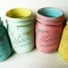 Miami inside/outside pint - Shabby Chic Hand Painted and Distressed Mason Jars - Vases