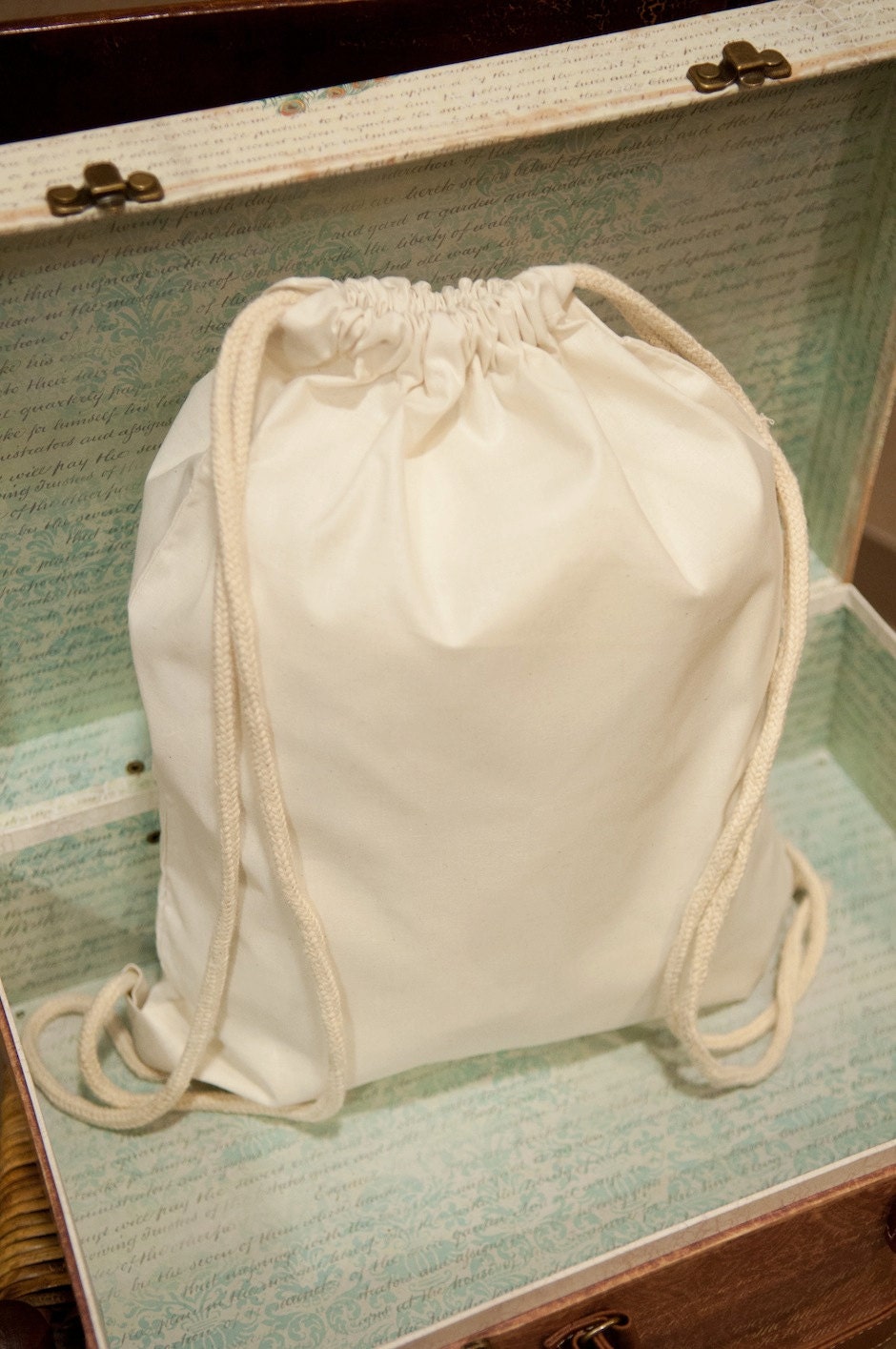 50 Pack Cotton Drawstring Backpacks - PLAIN