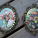 Vintage Pair of Made in Italy Oval Floral Pictures