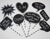 8 Chalkboard Photo Booth Props Speech Bubbles Chalk Board message Signs - Party Photo Decorations wedding shower parties