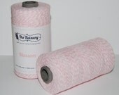 Bakers Twine - Light Pink & white stripe Blossom  240 yard spool - for gift wrapping - packaging - scrapbooking tags favors crafting string