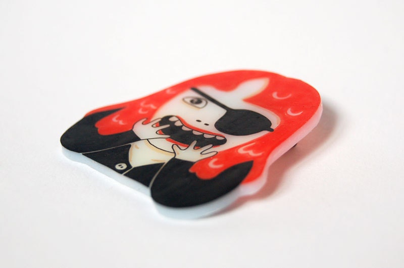 NADINE HURLEY - shrink plastic brooch
