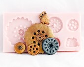 Sugarcraft steampunk mold - gear fondant mold - food grade silicone steam punk mold set - candy gears mold