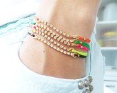 neon string bracelets in assorted colors pink green yellow orange black jewelry accessories turkish istanbul swarovski fancy charm chain