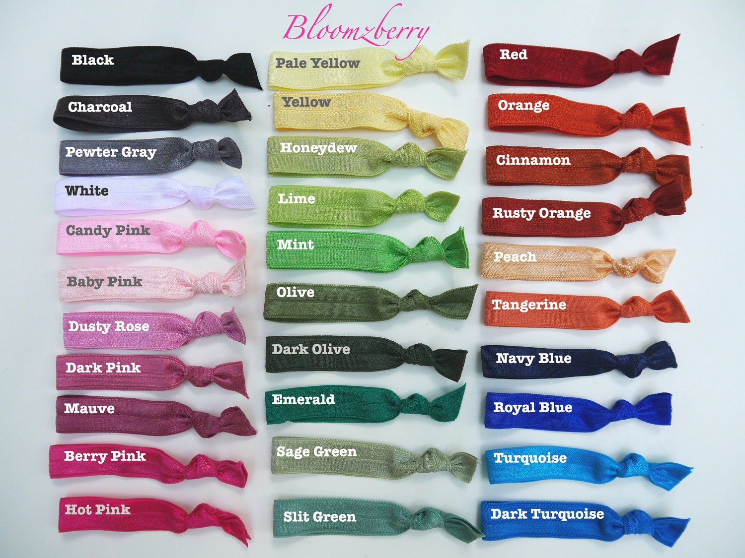 Elastic Hair Ties - Lot of 20 - Assorted Colors - You Choose Color- Toddler/Teen/Woman