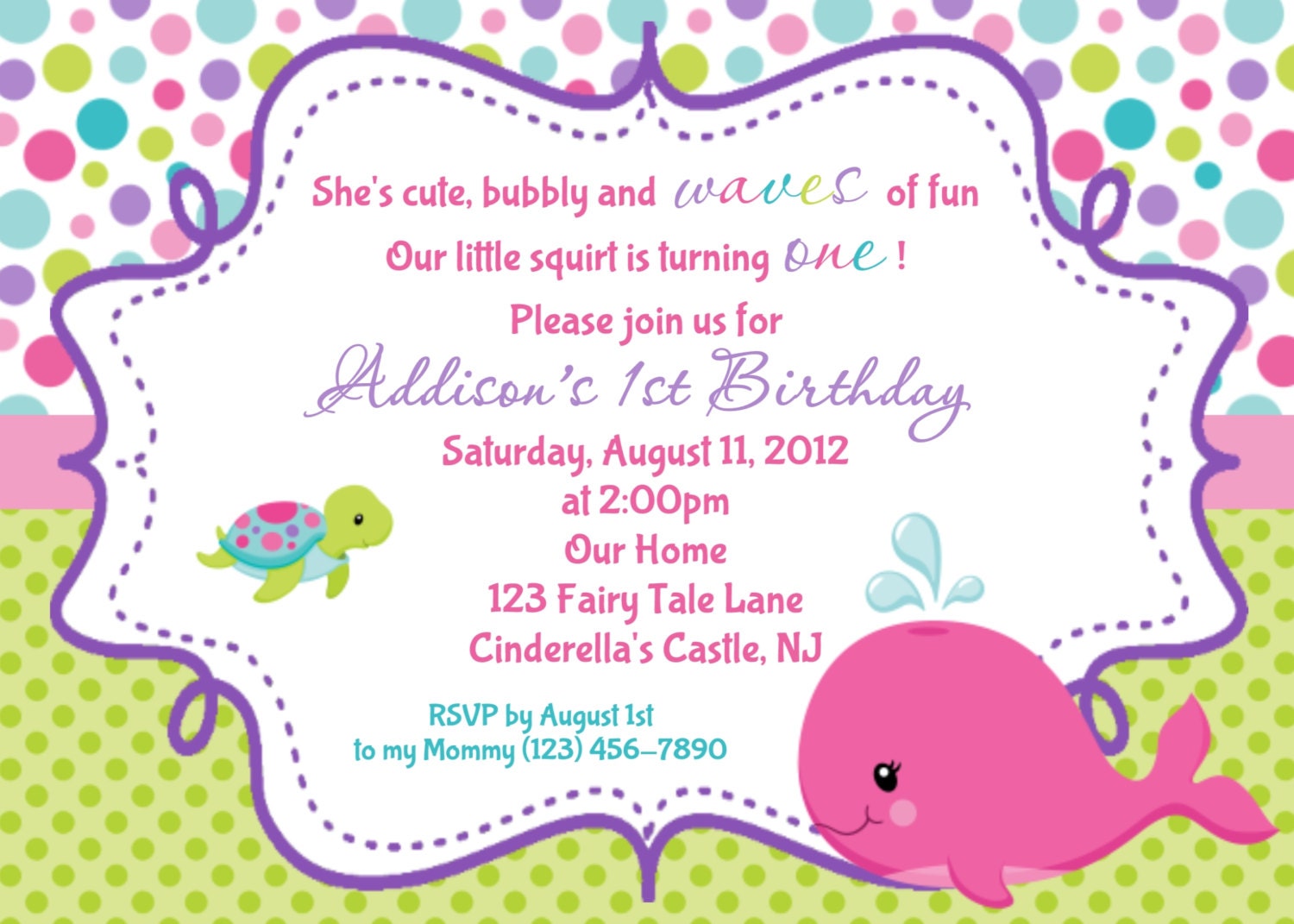 Whale Birthday Invitation Personalized by afairytalebeginning