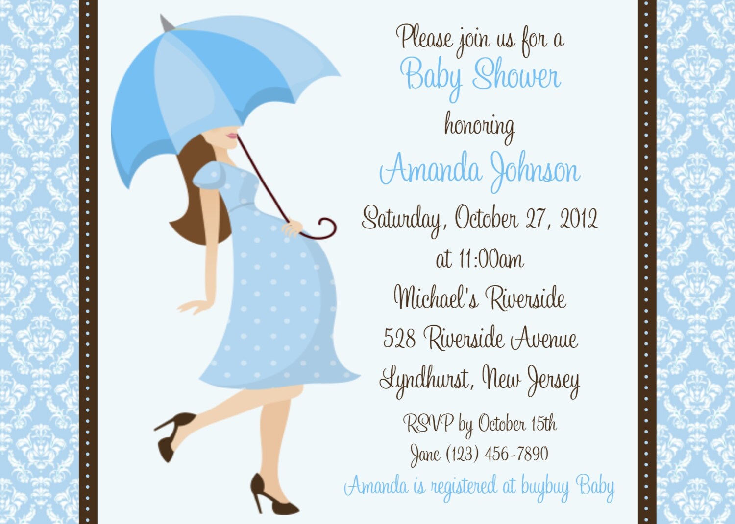 Damask Baby Shower Boy Invitation By Afairytalebeginning On Etsy
