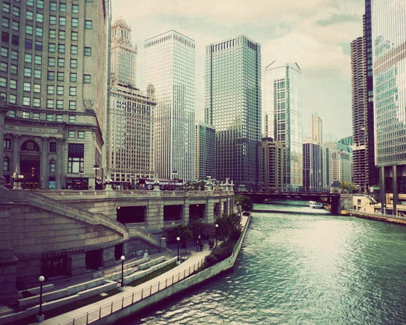 Chicago photograph, fine art travel photography, Midwest, Illinois picture, city, architecture, vintage soft colors, dreamy windy city, 8x10