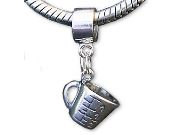 Measuring Cup Baker Chef Sterling Silver Charm Bead fits Most Brands of European Bead Bracelets Cook