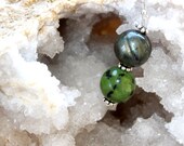 Harmonious Green Chrysoprase and Labradorite Earrings by Aloha Shakti