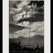 seascape photography,  canoe, sailboat, sky, clouds, nature, landscape, black and white