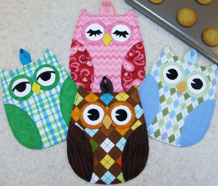 Hot Who Owl Oven Mitt Potholder Pattern to Make DIY Sewing Susie Shore Designs