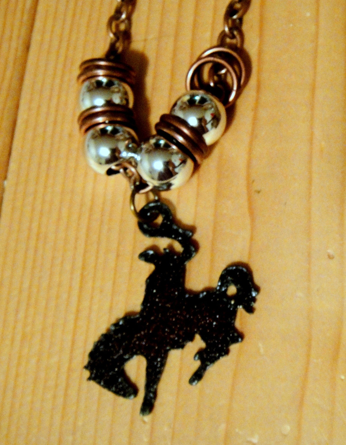 Western Cowgirl Rustic Charm Chain Necklace Bucking Horse