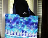 Handmade brightly ocean aqua colored floral/boho fun designed over the shoulder bag purse great summer tote