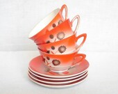 Antique Bavaria German porcelain set of 4 coffe/tea cups and saucers