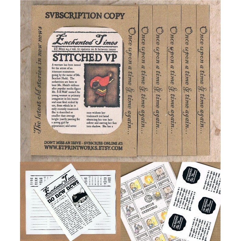 NEW 6 MONTH SUBSCRIPTION from July - Enchanted Times Mini - miniature fairy tale newspaper & notebook, labels etc