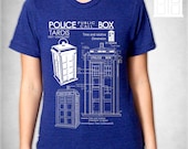 Tardis Blueprints T Shirt american apparel S M L XL Unisex