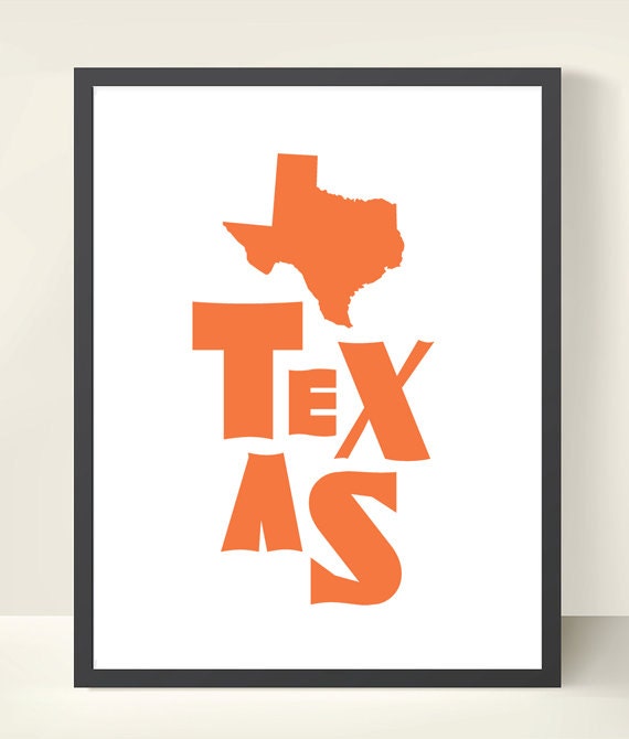 11x14 Texas Block Letters Wall Art Print