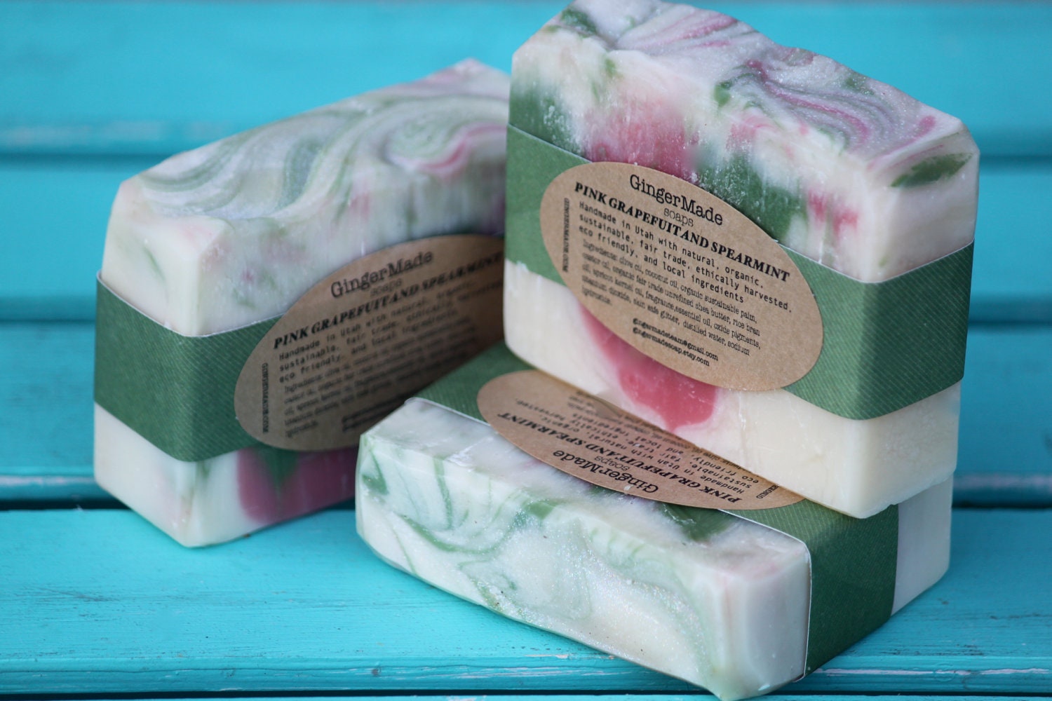 Pink Grapefruit and Spearmint Bar Soap-Vegan-Olive Oil-Shea Butter-Organic Sustainable Palm