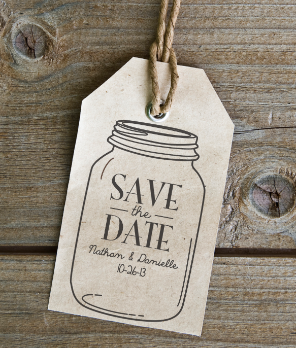 Mason Jar  - Personalized Wooden Stamp - Save the Date - Address Stamp