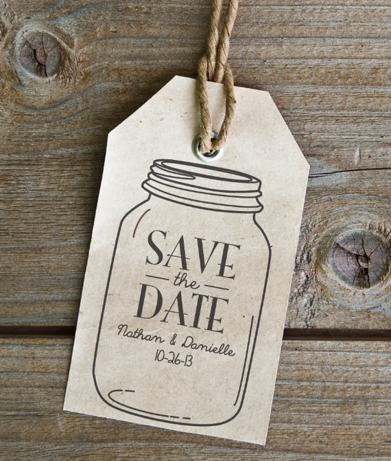 Mason Jar - Personalized Wooden Stamp - Save the Date - Address Stamp