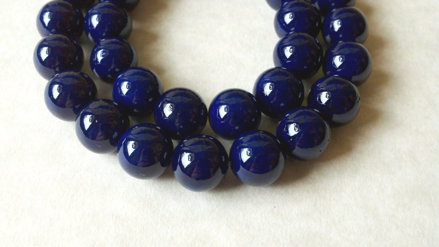 10mm Dark Blue Fossil Stone Riverstone Round Beads - 16 inch strand