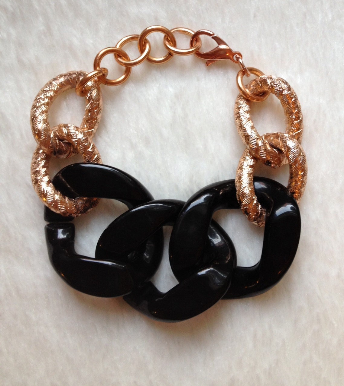 Rose Gold Bracelet chunky statement jewelry chain link VOGUE II