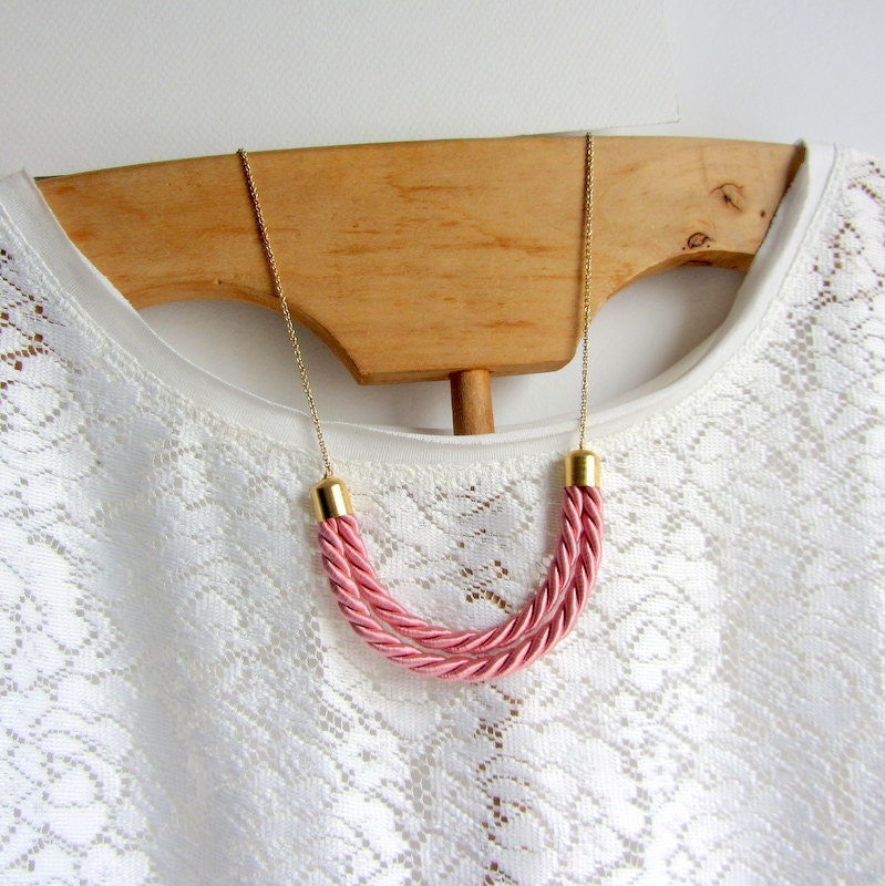 Silk Pendant Necklace Thread Cord Necklace Gold Jewelry