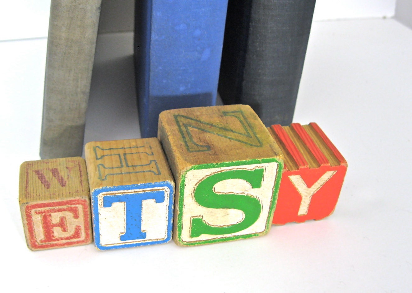 ETSY signage Vintage Childrens Blocks Repurposed Home Decor Primary Colors