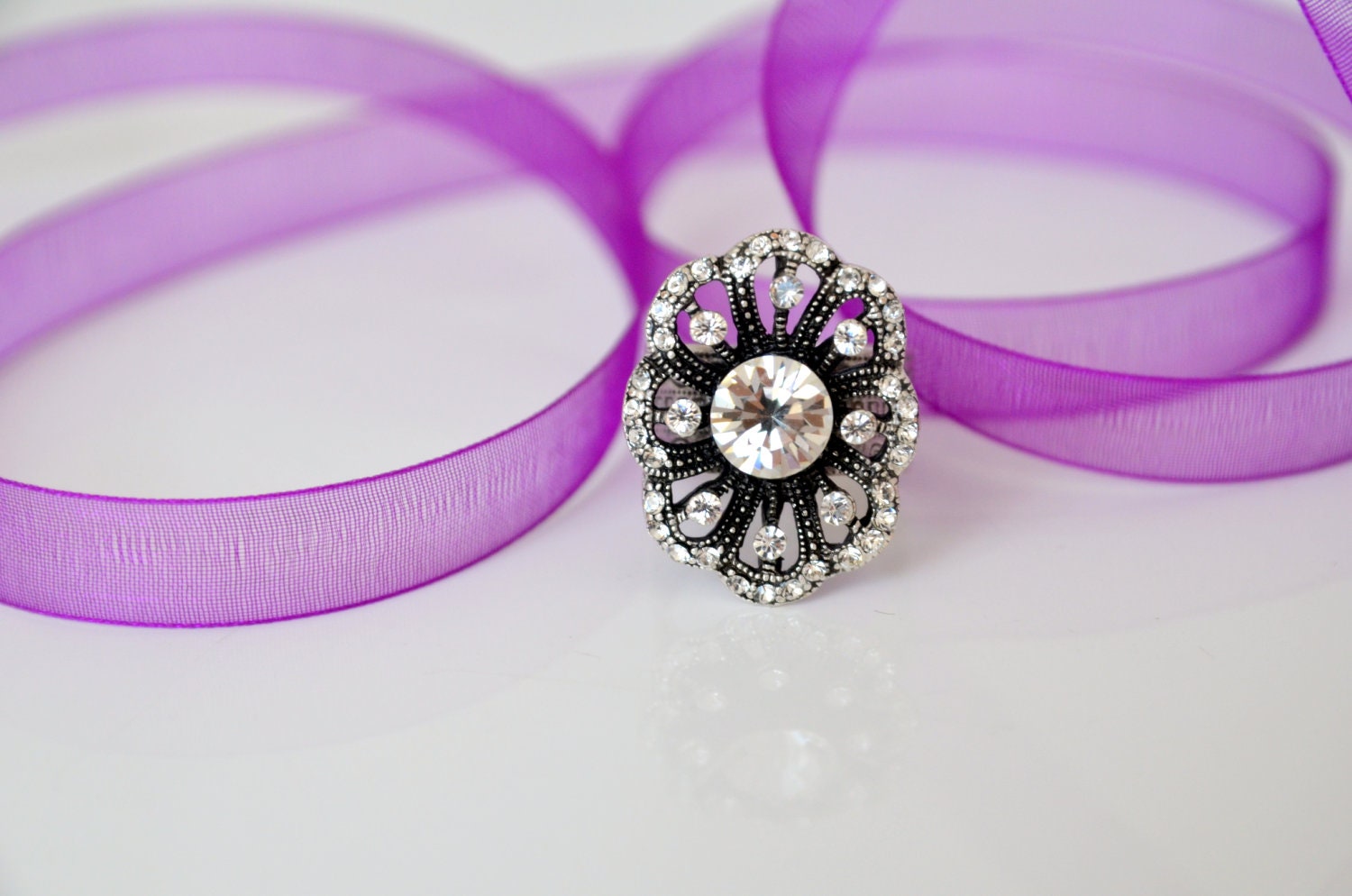 art deco clear crystal rhinestone tibetan silver plated adjustable ring wedding jewelry bridal jewelry bridesmaid gifts bridesmaid jewelry