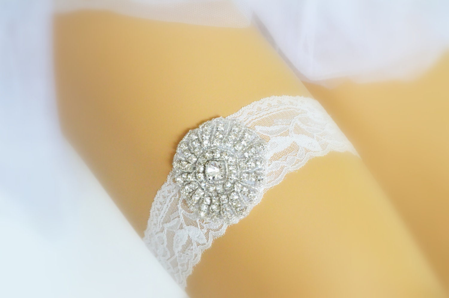 wedding garter ivory lace rhinestone a garter for the modern chic bride bridal garter sexy garter