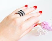 swarovski clear crystal tibetan silver plated ring wedding jewelry bridal jewelry bridesmaid gift bridesmaids jewelry