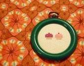 Miniature Cupcake Framed Cross Stitch