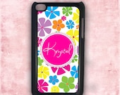 Monogram iPod Touch case - Flower monogrammed iTouch 5g case, personalized Ipod 4 Touch cover, custom iPod 5 cover, iPod 4th gen (9669)