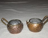 Vintage Copper Brass Sugar Creamer Set