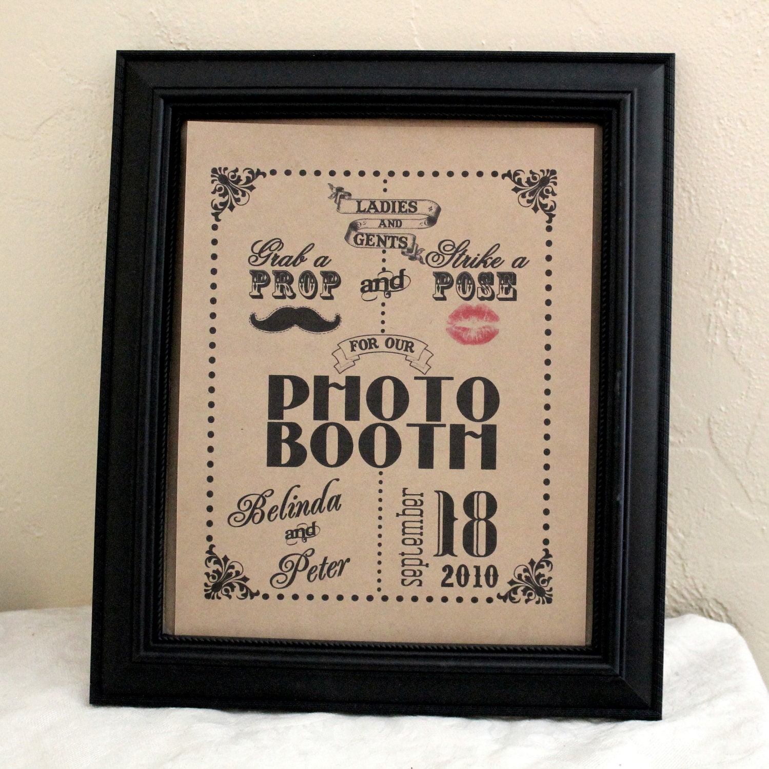 PerSoNaliZeD 8x10 -Grab a Prop/Strike a Pose-Photo Booth -Single Sheet Photo Booth Sign w/Your Names and Date (Style: PERS STRIKE POSE)