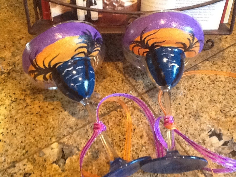 Paradise Palm tree Margarita glasses Written on glasses "Wasted away again in Margaritaville" "Searchin' for my lost shaker of salt."