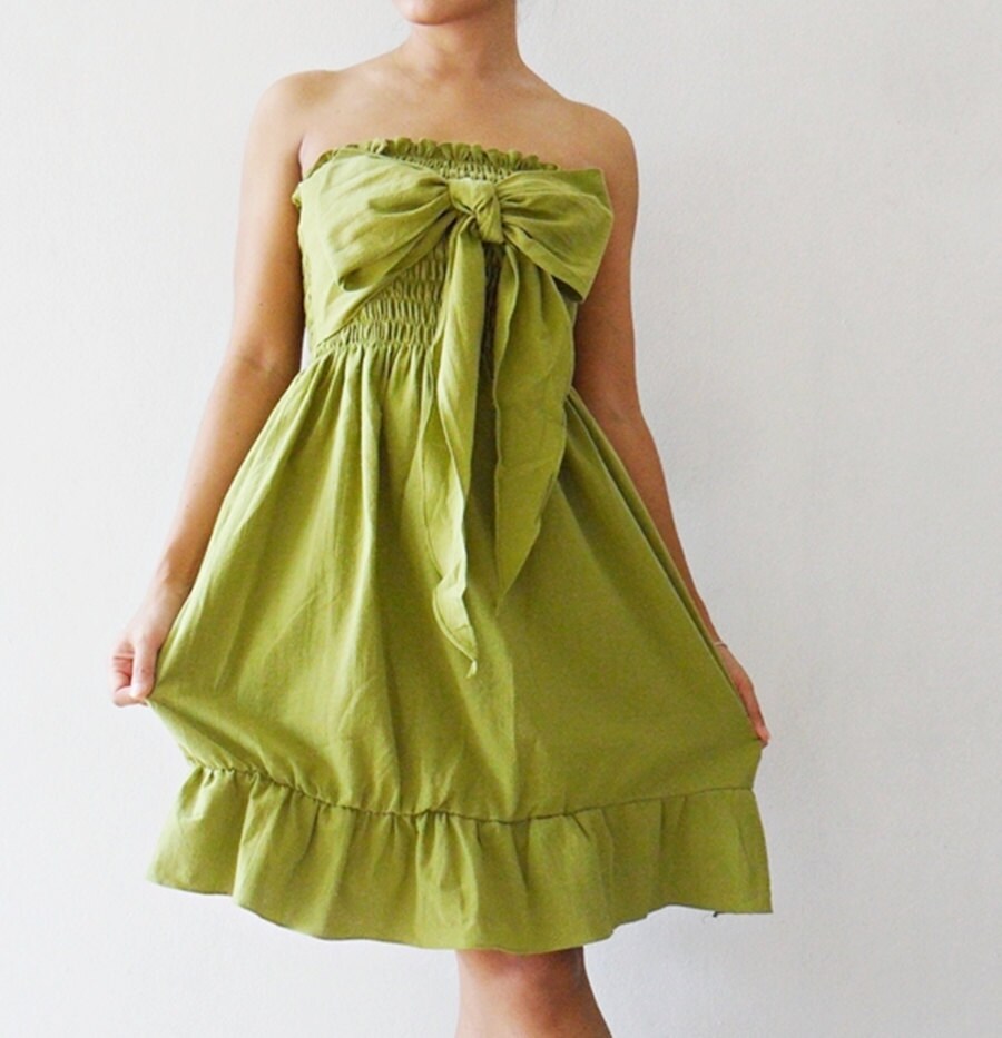 Party Princess Sweet Green Mini Dress cotton