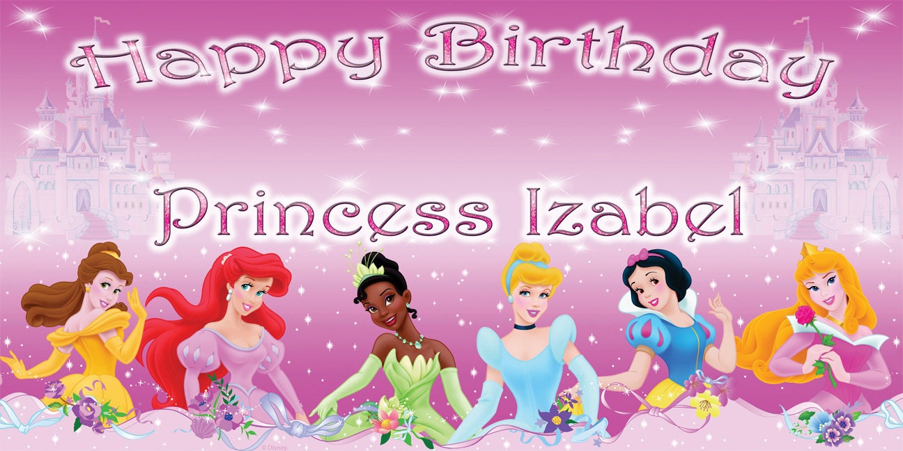 Princess Themed- Personalized Custom Vinyl Birthday Banner