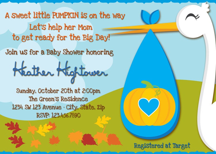 Boy Little Pumpkin on the way Baby Shower Invitation - Boy Fall Baby Shower Invitation - Autumn Baby Shower - Sweet Little Pumpkin Baby