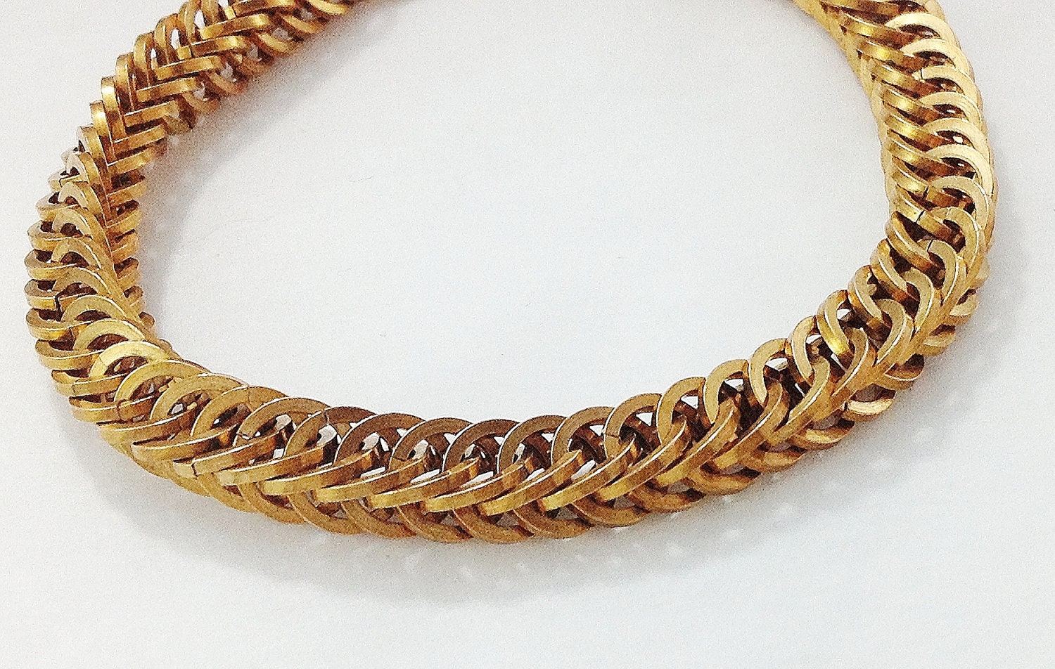 Square brass chainmaille bracelet 4in1 half persian