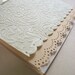 Pretty Peach-All Occasion Blank Card  Embossed  Lace and Doily Edged Card in Ivory and Peach Gold MADE TO ORDER