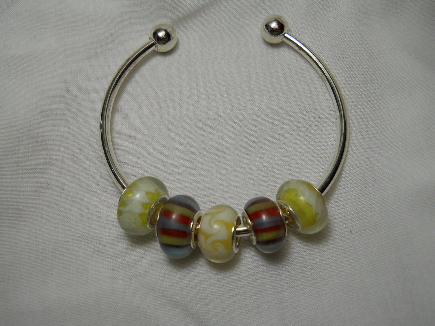 Playful Lampwork European style beaded bracelet