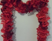 Red Rim Knitted Ruffle Scarf