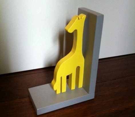 Single Grey and Yellow Giraffe Bookend