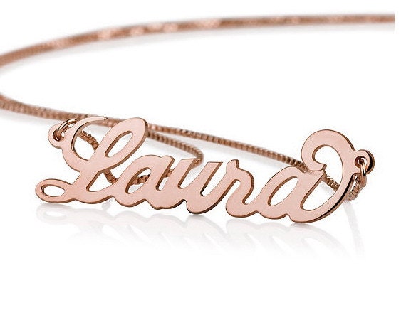 Personalized Name Necklace Rose Gold - 18k Gold Plated- Custom Made Any Name