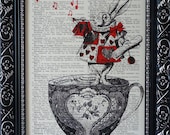 ALICE In WONDERLAND decorations Print on an Vintage Dictionary page, Antique book page  Alice in wonderland Mixed media print (360)