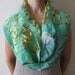 Green Mint Nuno Felt Infinity Loop Scarf Shawl Wrap: Wool, Silk. Splendid, Light and Bright. Gift under 25.